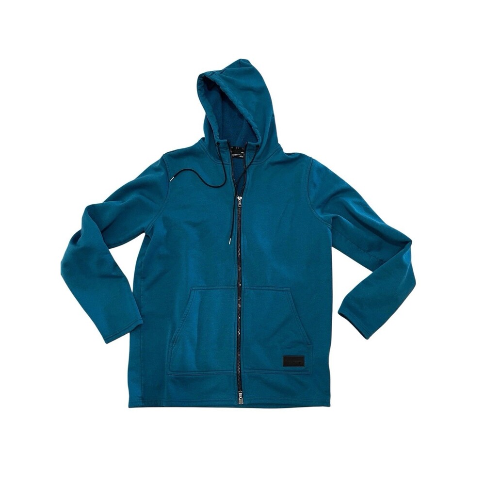 Under Armour Men Fitted ColdGear Hoodie Full Zip Teal Blue Sweatshirt Med boxFZ